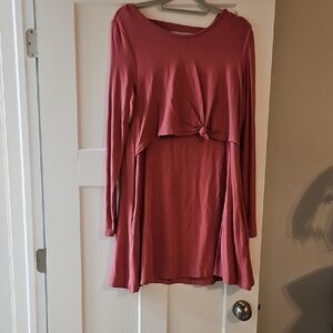 Latched Mama Long Sleeve Nursing Dress in Dusty Rose